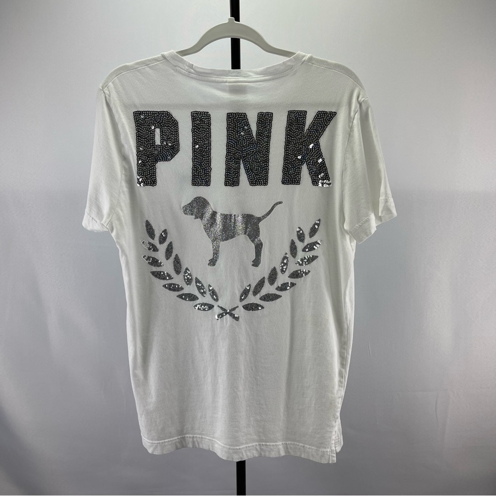 ***SOLD*** Victoria's Secret PINK Silver Sequins T-Shirt, M